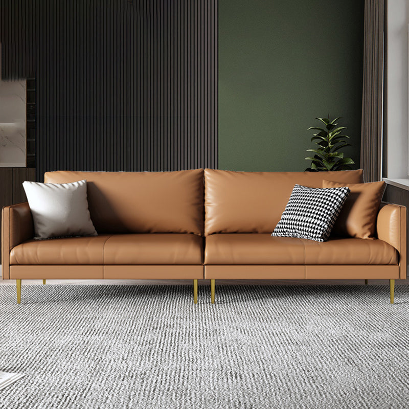 Leather Modern Sofa 33"W  Square Arm Loose Back Sofa for Living Room