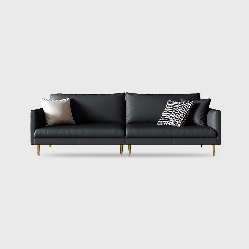 Leather Modern Sofa 33"W  Square Arm Loose Back Sofa for Living Room