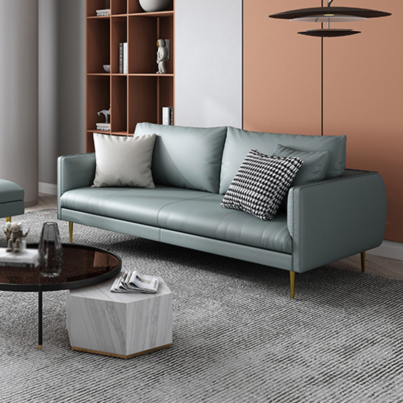 Leather Modern Sofa 33"W  Square Arm Loose Back Sofa for Living Room