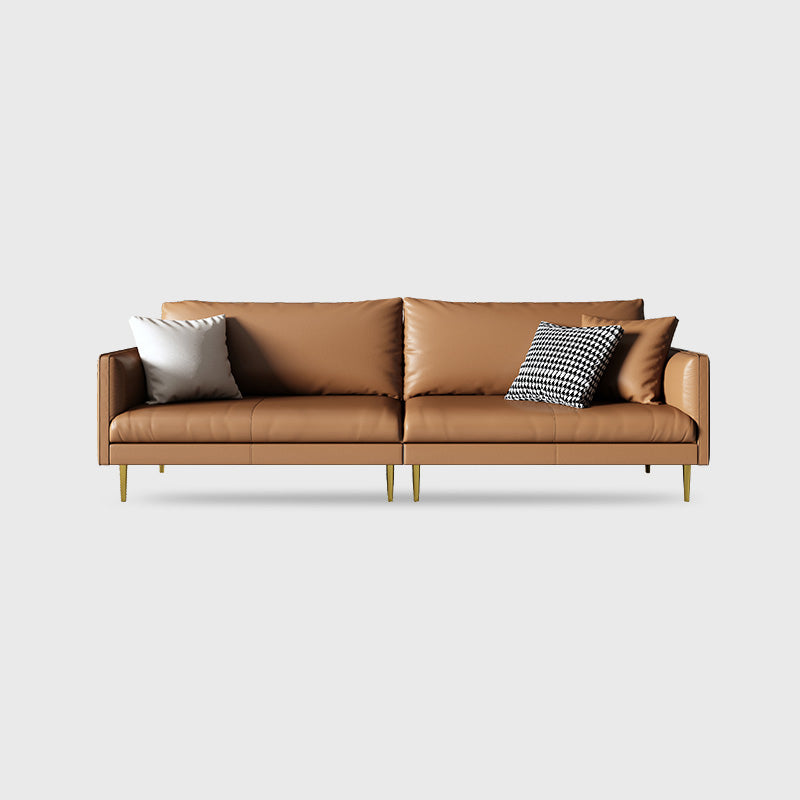 Leather Modern Sofa 33"W  Square Arm Loose Back Sofa for Living Room