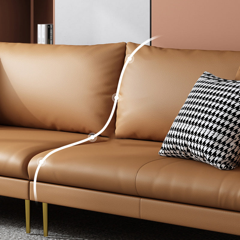 Leather Modern Sofa 33"W  Square Arm Loose Back Sofa for Living Room