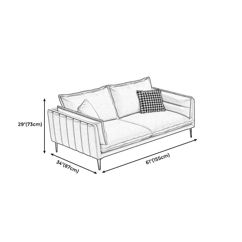28.74 "H Moderne Kissen -Oberarm -Sofa mit Kissen zurück für Wohnzimmer, braun
