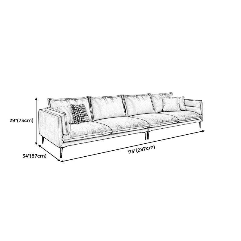 28.74 "H Moderne Kissen -Oberarm -Sofa mit Kissen zurück für Wohnzimmer, braun