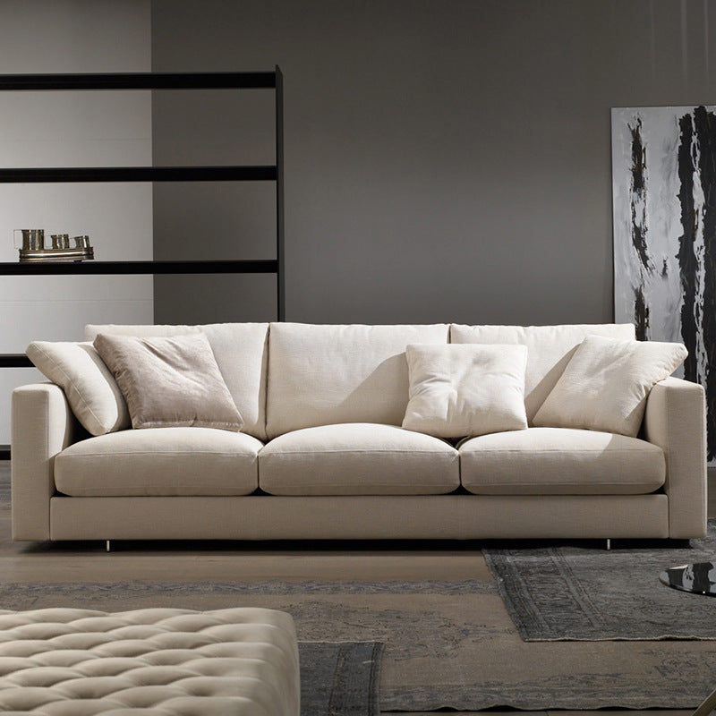 Moderne Stoff quadratische Armsofa Standardkissen Beige 4 -Bein -Sofa