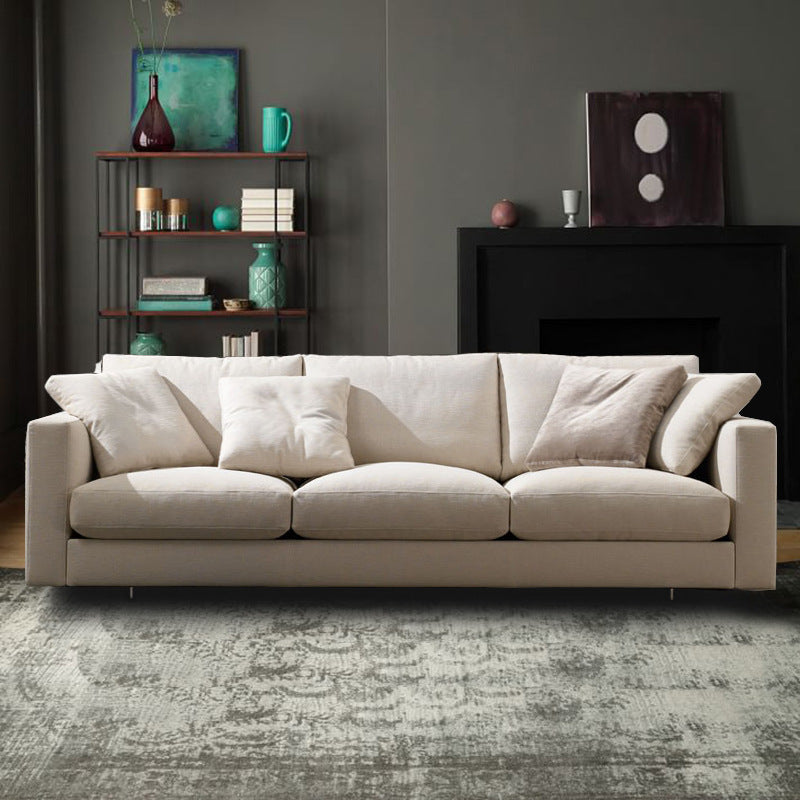 Moderne Stoff quadratische Armsofa Standardkissen Beige 4 -Bein -Sofa