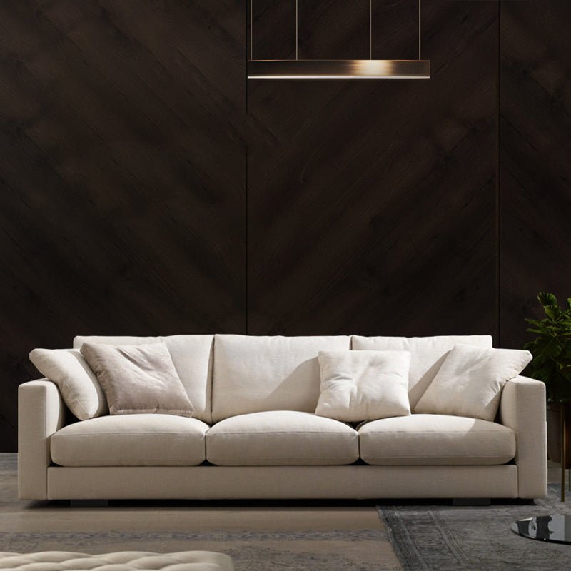 Moderne Stoff quadratische Armsofa Standardkissen Beige 4 -Bein -Sofa