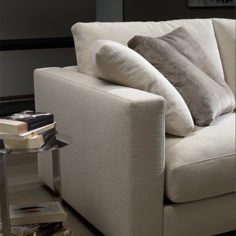 Moderne Stoff quadratische Armsofa Standardkissen Beige 4 -Bein -Sofa