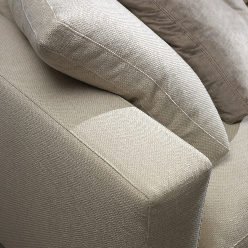 Moderne Stoff quadratische Armsofa Standardkissen Beige 4 -Bein -Sofa