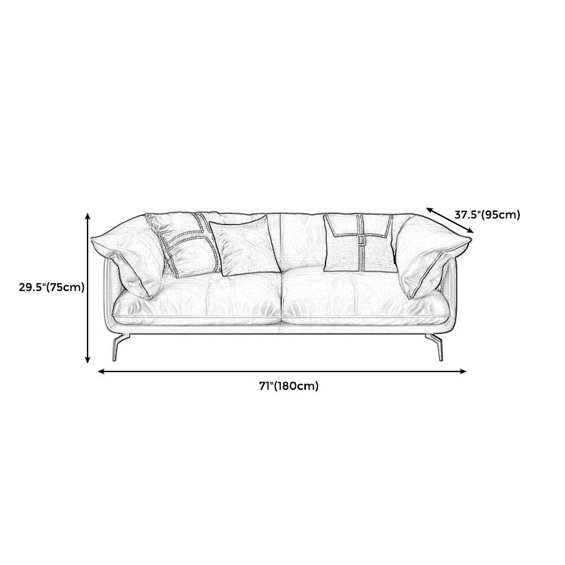 Modern Style Square Armrest Sponge Seat Padding Black Sofa with Pillow Back