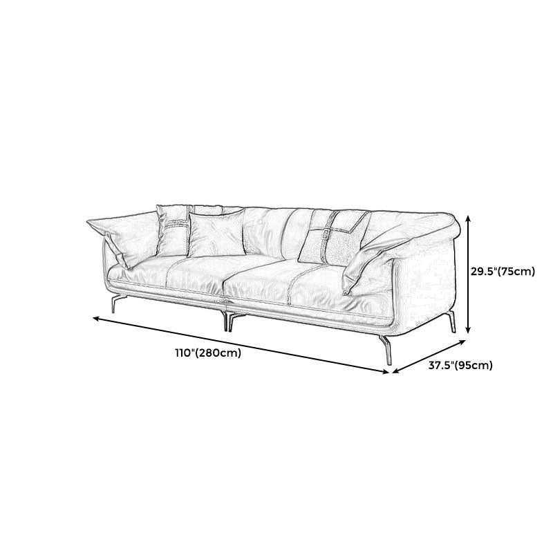 Modern Style Square Armrest Sponge Seat Padding Black Sofa with Pillow Back