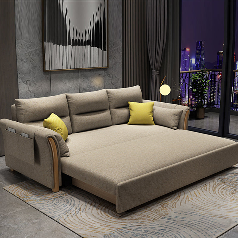 Brown Convertible Settee Furniture Flared Arm Standard Bed Settee