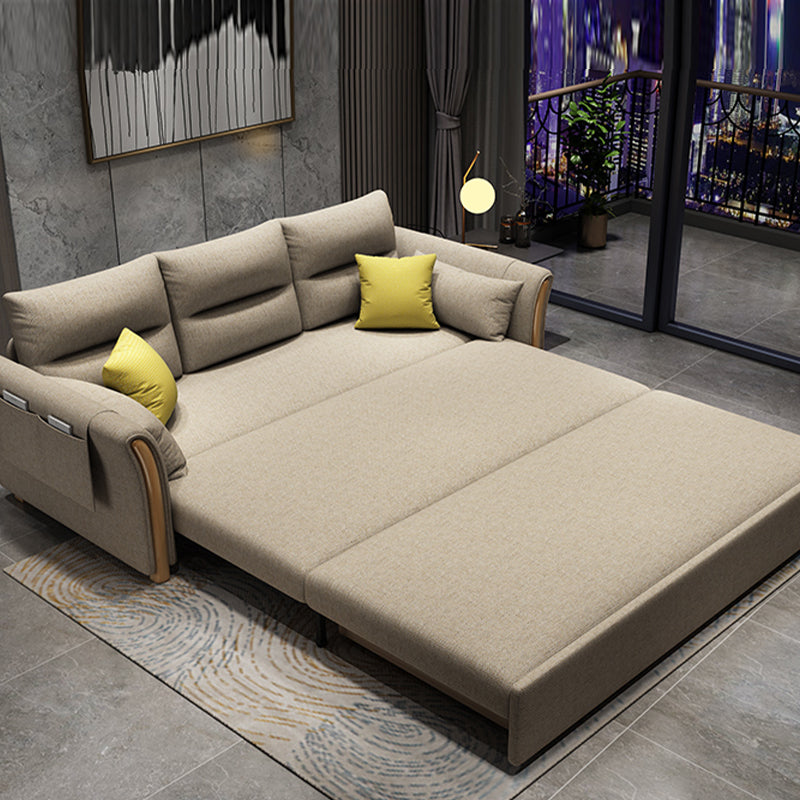 Brown Convertible Settee Furniture Flared Arm Standard Bed Settee