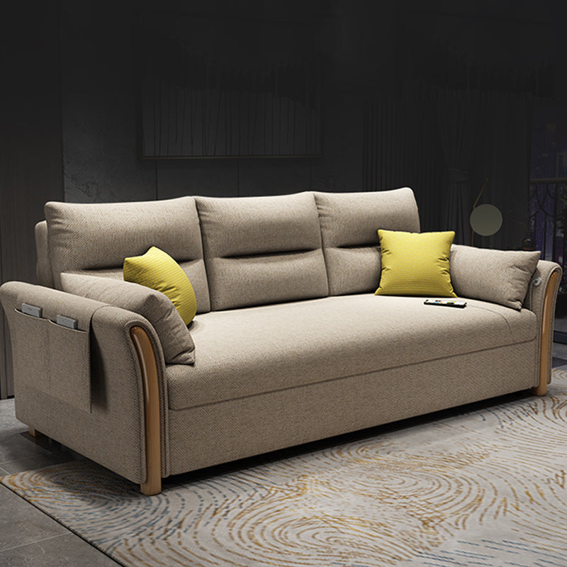 Brown Convertible Settee Furniture Flared Arm Standard Bed Settee