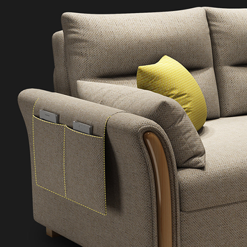 Brown Convertible Settee Furniture Flared Arm Standard Bed Settee