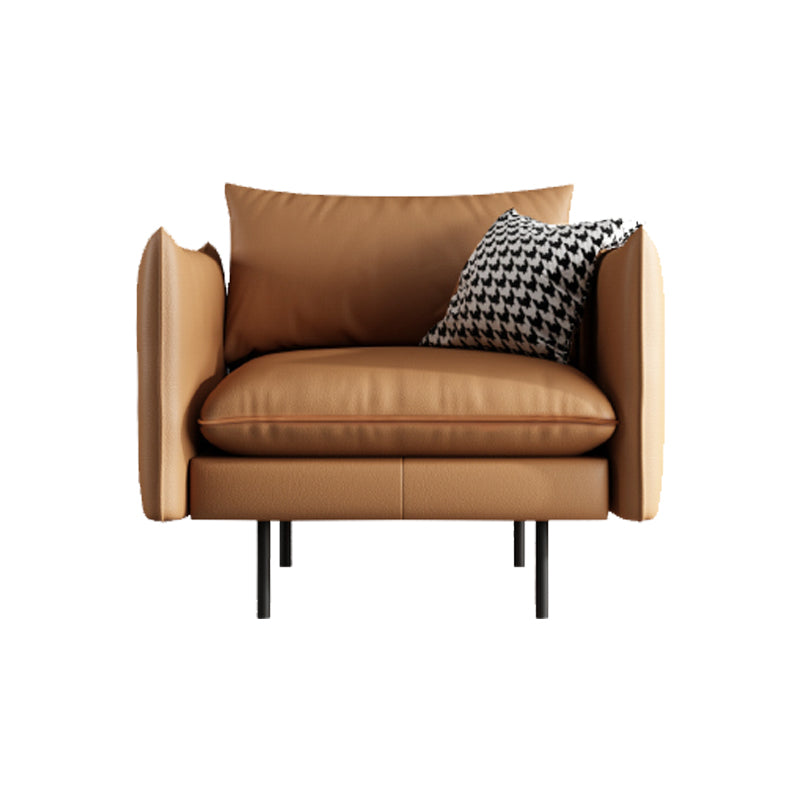 Modern Style Square Armrest Latex Cushions Fill The Grey/brown Sofa