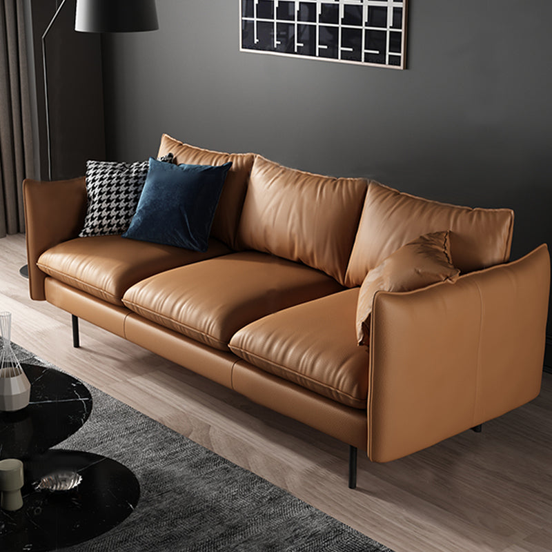 Modern Style Square Armrest Latex Cushions Fill The Grey/brown Sofa