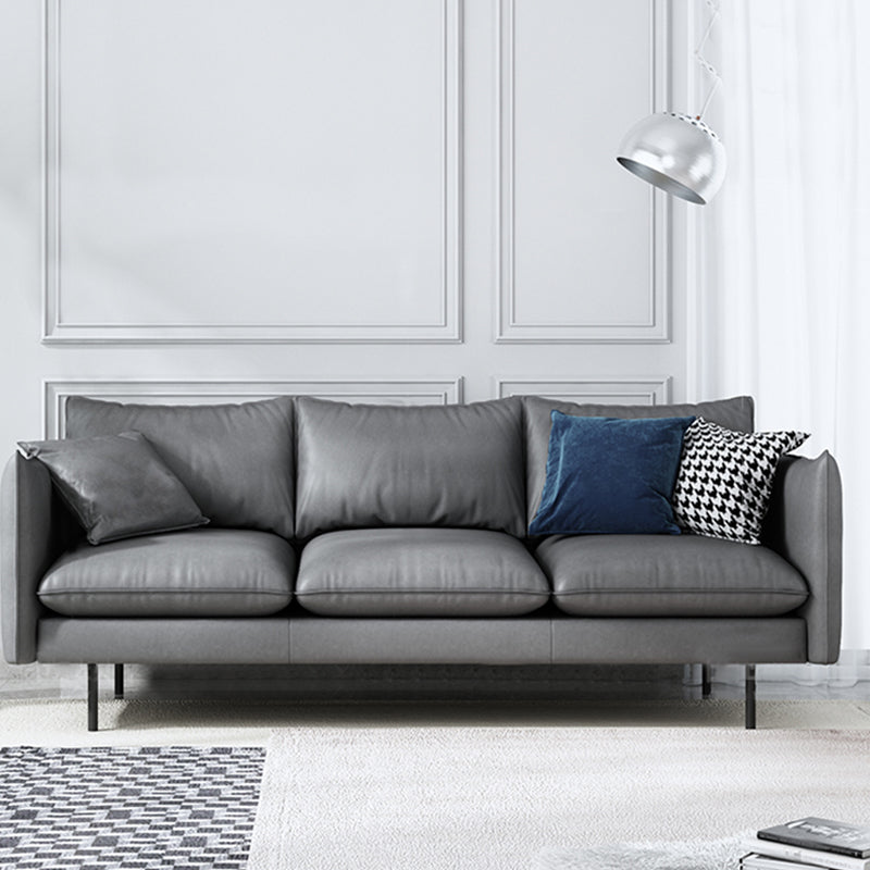 Modern Style Square Armrest Latex Cushions Fill The Grey/brown Sofa