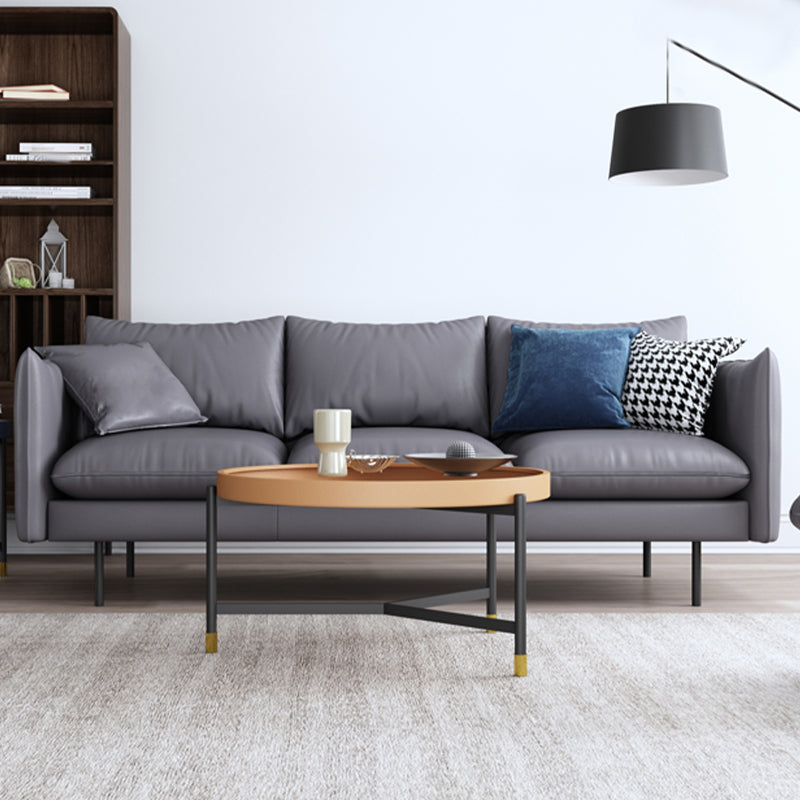 Modern Style Square Armrest Latex Cushions Fill The Grey/brown Sofa