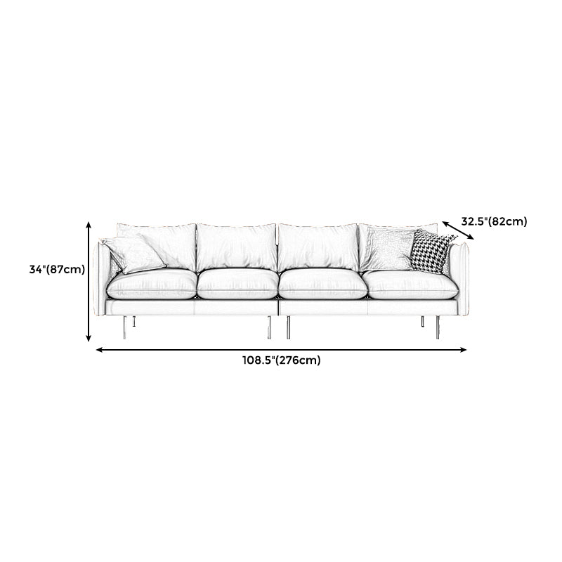 Modern Style Square Armrest Latex Cushions Fill The Grey/brown Sofa
