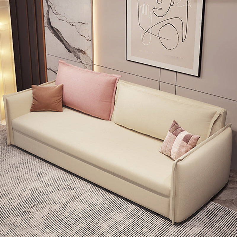 White and Pink Convertible Settee Loveseat Square Arm Standard Bed Settee