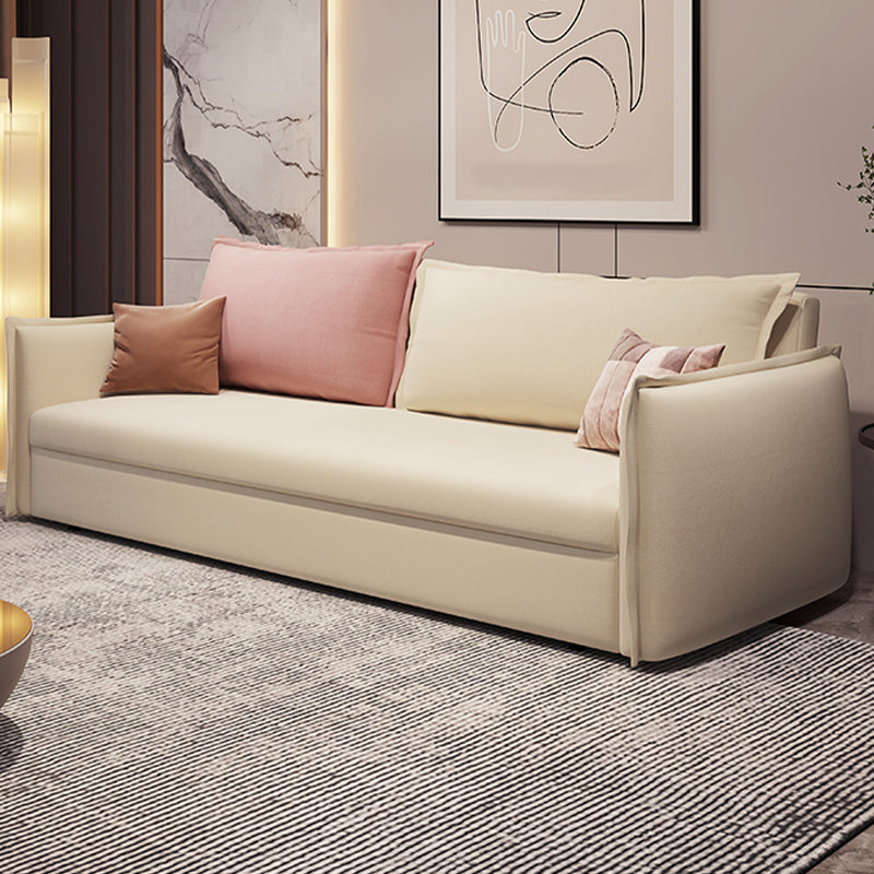 White and Pink Convertible Settee Loveseat Square Arm Standard Bed Settee