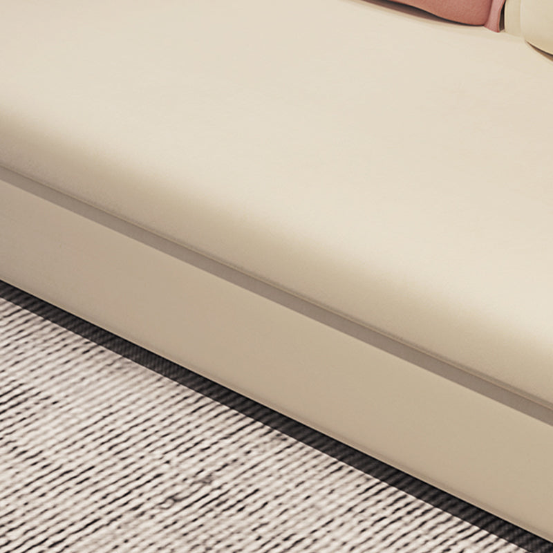White and Pink Convertible Settee Loveseat Square Arm Standard Bed Settee