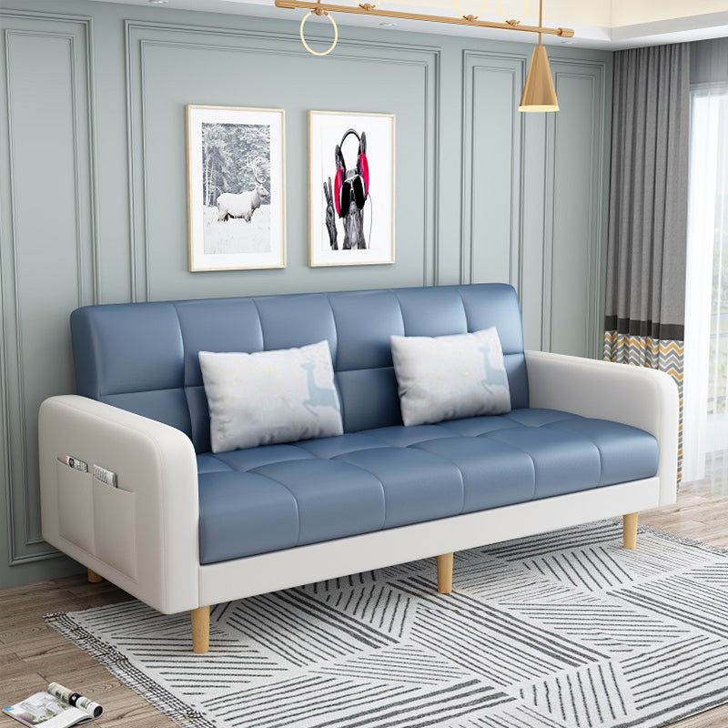 Convertible Biscuit Back Sofa Bed 32.28"High Square Arm Sofa for Apartment