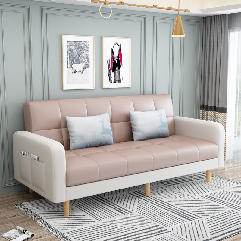 Convertible Biscuit Back Sofa Bed 32.28"High Square Arm Sofa for Apartment