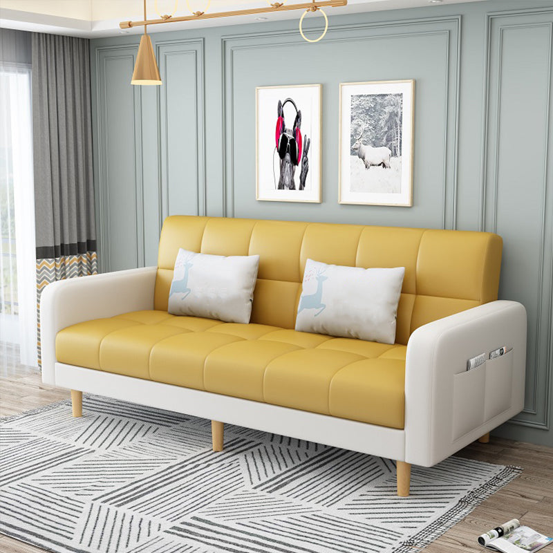 Convertible Biscuit Back Sofa Bed 32.28"High Square Arm Sofa for Apartment
