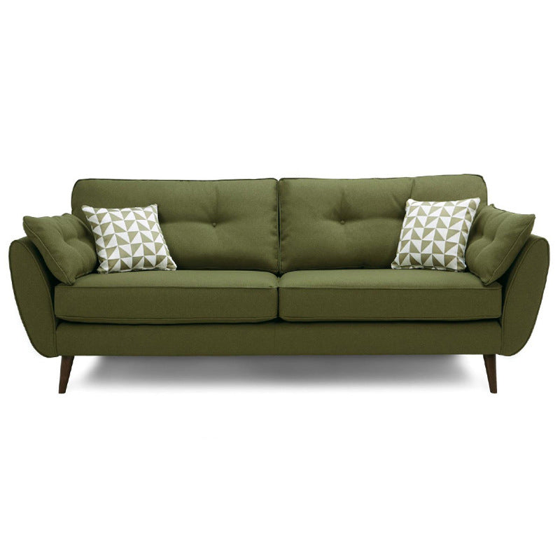 Modern 4 Wood Legs Sofa Tufted Fabric  Standard Flared Arm Sofa