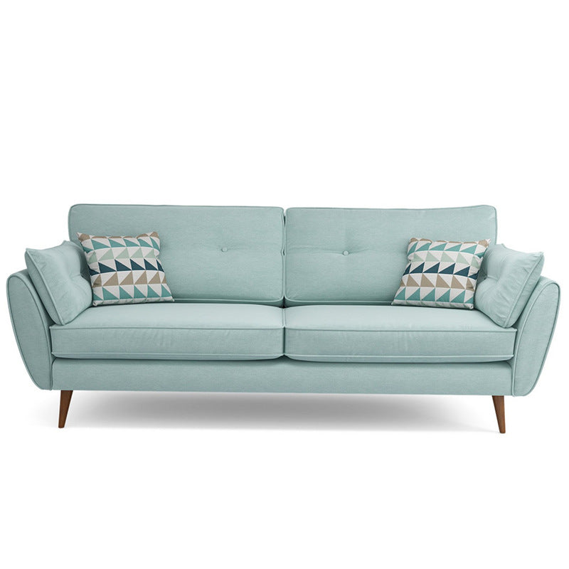 Modern 4 Wood Legs Sofa Tufted Fabric  Standard Flared Arm Sofa