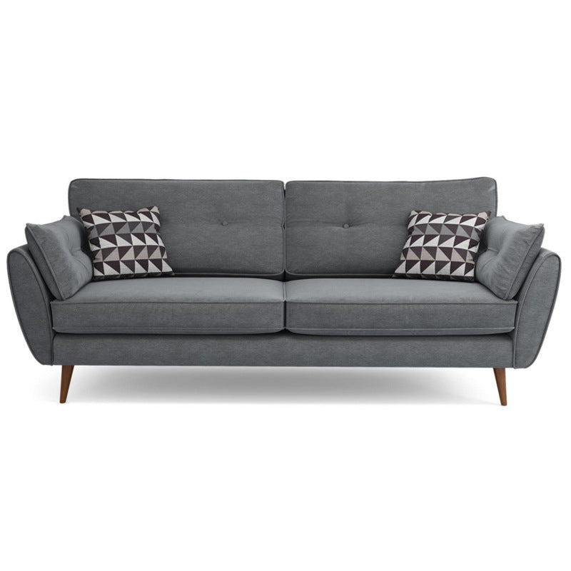 Modern 4 Wood Legs Sofa Tufted Fabric  Standard Flared Arm Sofa