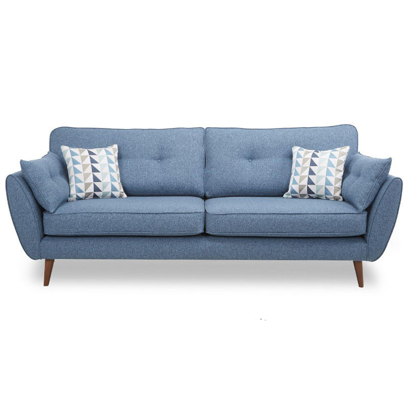 Modern 4 Wood Legs Sofa Tufted Fabric  Standard Flared Arm Sofa