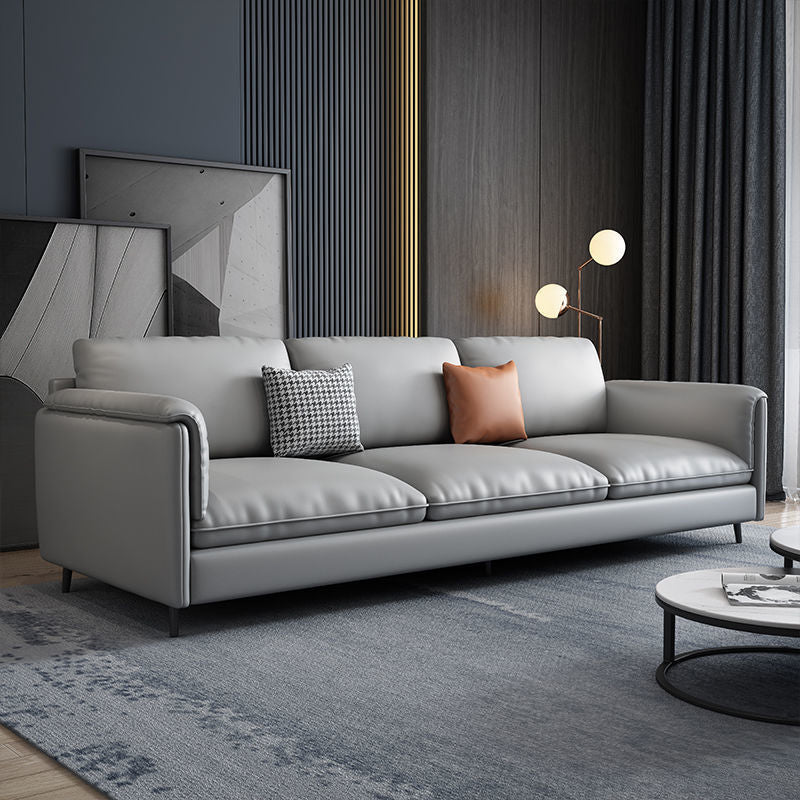 Sofá rectangular con almohada y asiento de esponja lleno de cojines de cuero de imitación
