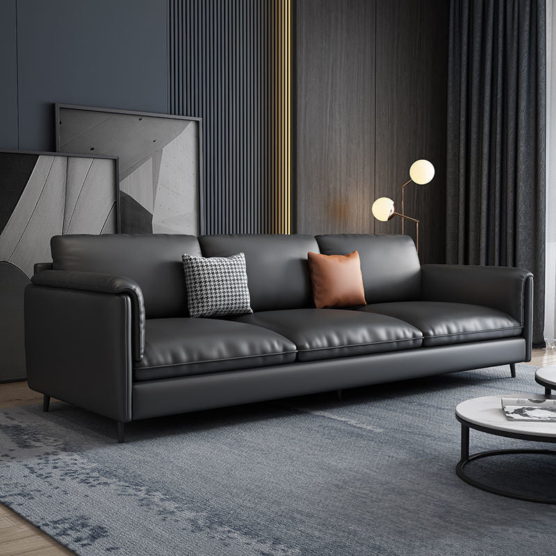Sofá rectangular con almohada y asiento de esponja lleno de cojines de cuero de imitación