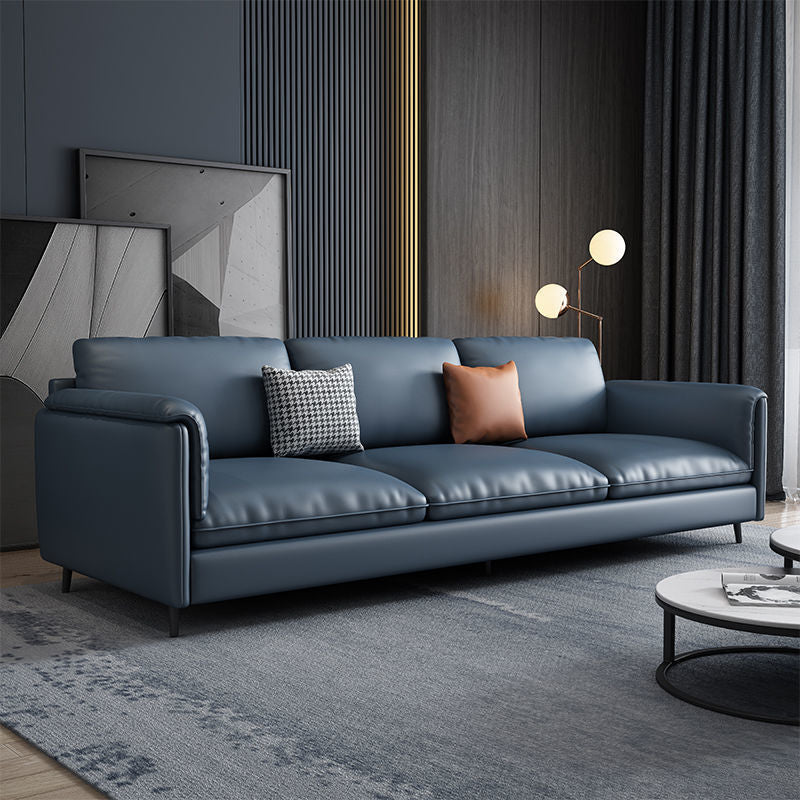 Sofá rectangular con almohada y asiento de esponja lleno de cojines de cuero de imitación