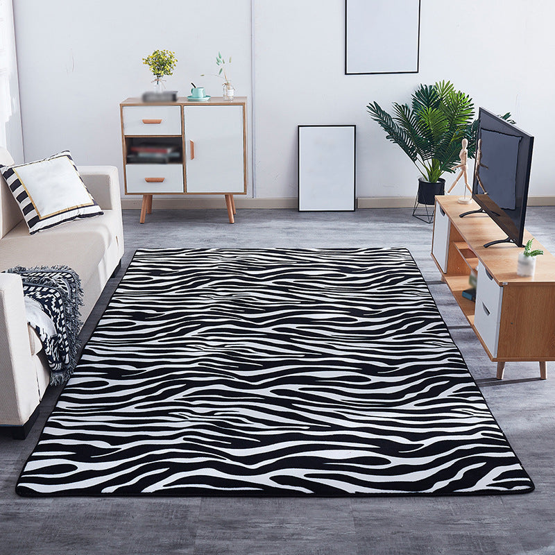 Modern Geometric Pattern Rug Synthetic Carpet Dark Color Stain Resistant Rug for Bedroom