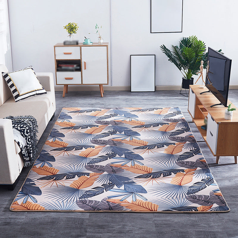 Modern Geometric Pattern Rug Synthetic Carpet Dark Color Stain Resistant Rug for Bedroom