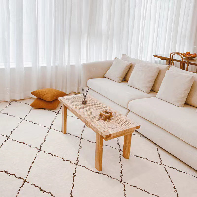 Beige roosterlijn binnen tapijt polyester gebied tapijt kleurbestendig voor woonkamer