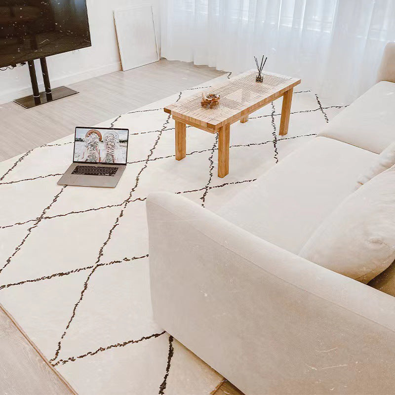 Beige roosterlijn binnen tapijt polyester gebied tapijt kleurbestendig voor woonkamer