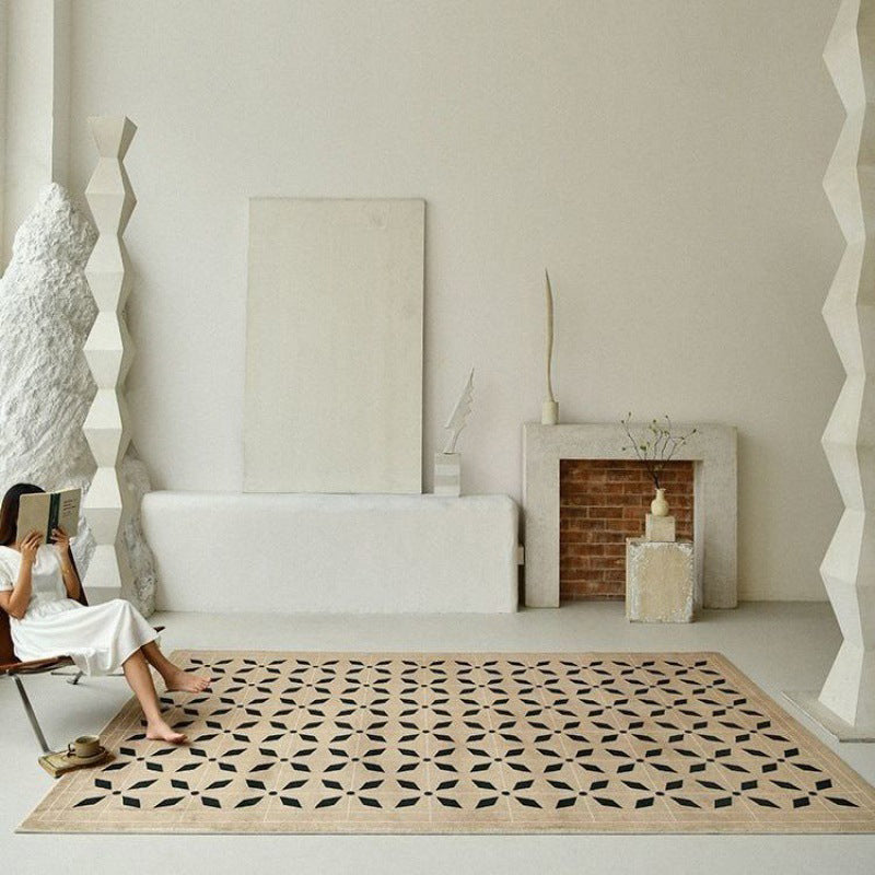 Modern Style Lattice Rug Synthetic Carpet Pet Friendly Stain Resistant Rug for Bedroom