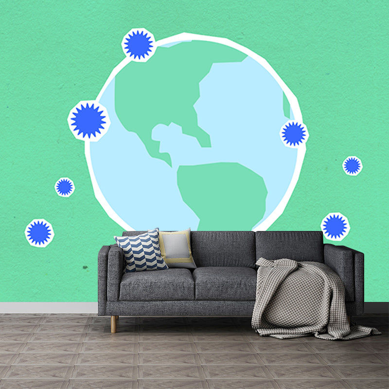 Map Resistant Mural Wallpaper Environment Friendly Sleeping Room Wall Mural