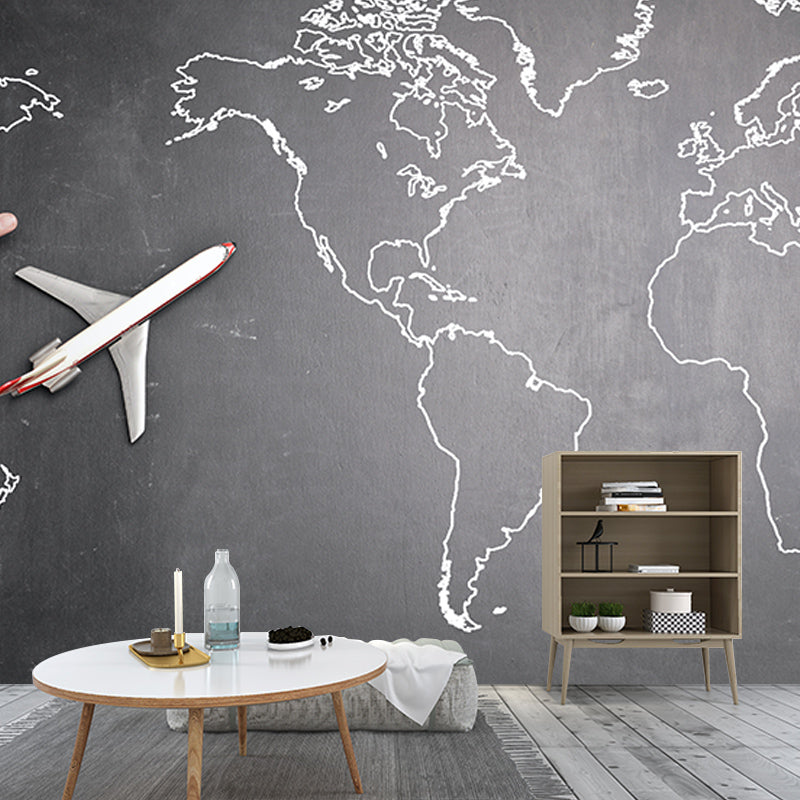 Decorative Wall Mural Wallpaper Map Illustration Sitting Room Wall Mural