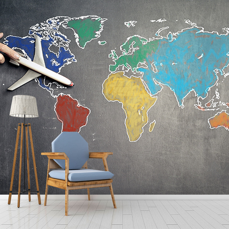 Decorative Wall Mural Wallpaper Map Illustration Sitting Room Wall Mural