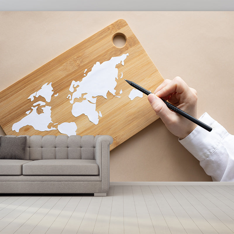 Modern Style Mural Wallpaper Map Environment Friendly Bedroom Wall Mural