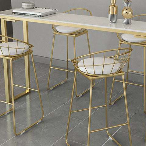 Stone Top Bar Counter Rectangle Contemporary Bar Counter with Sled Base