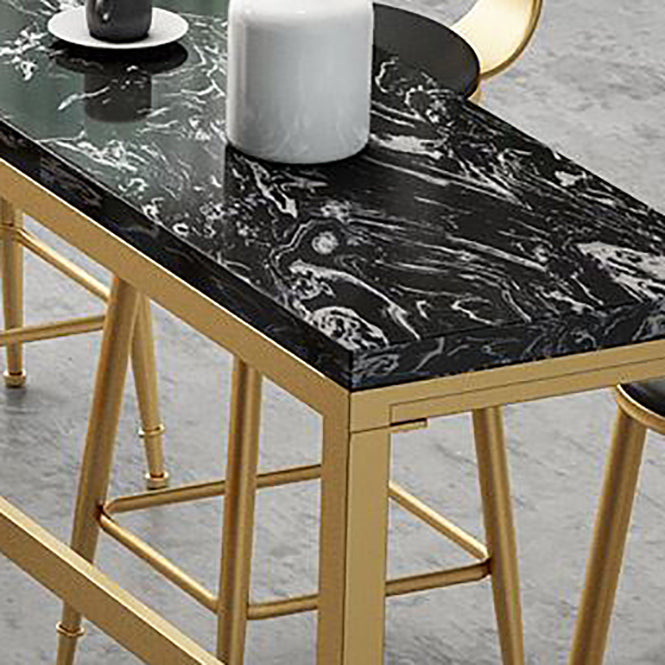 Contemporary Stone Top Bar Counter Rectangle Bar Counter with Trestle Base