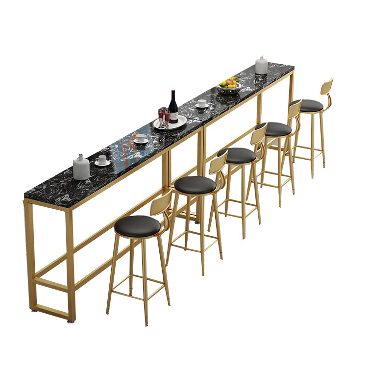 Contemporary Stone Top Bar Counter Rectangle Bar Counter with Trestle Base