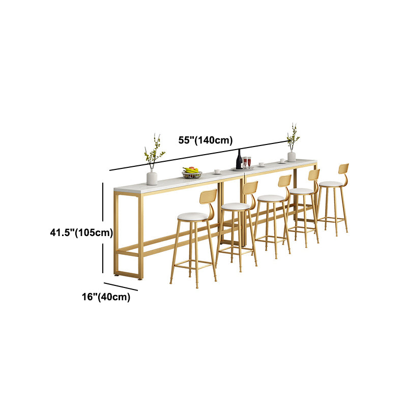 Contemporary Stone Top Bar Counter Rectangle Bar Counter with Trestle Base
