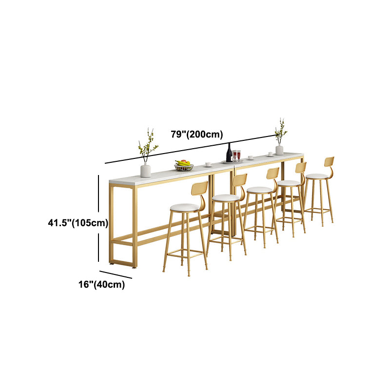 Contemporary Stone Top Bar Counter Rectangle Bar Counter with Trestle Base